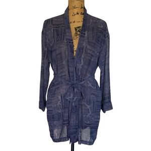 VTG Y2K Victoria’s Secret Sheer Purple Floral Short Tie Robe Pockets One Size